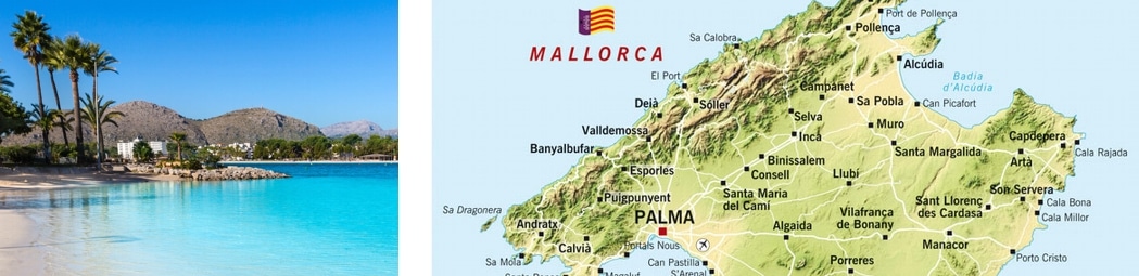 alcudia sehenswürdigkeiten, karte, strand, hotel, flughafentransfer, mallorca